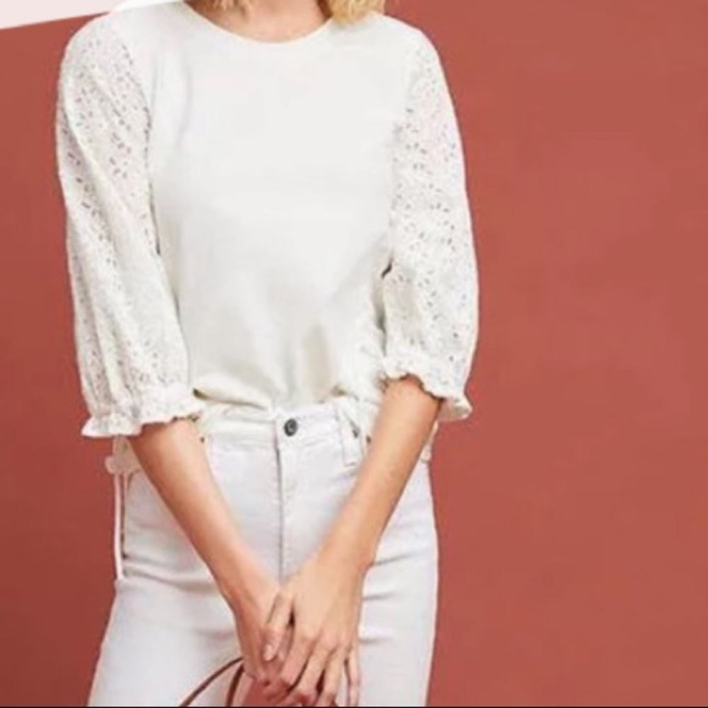 Anthropologie Eri + Ali Carrie Eyelet Top
